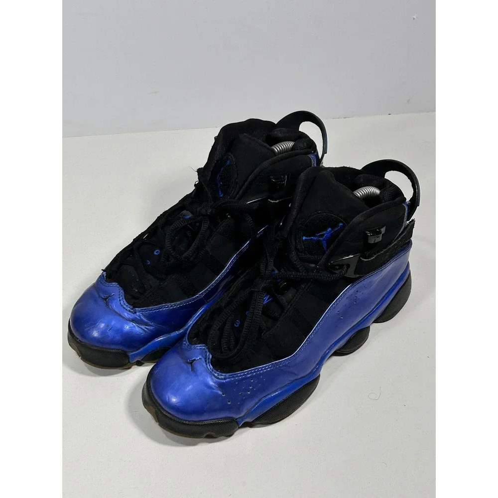 Jordan 6 Rings Blue Foamposite Black Metallic Basketball Shoes 322992-007 sz 6Y